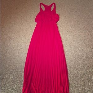 Lush hot pink racer back maxi dress small